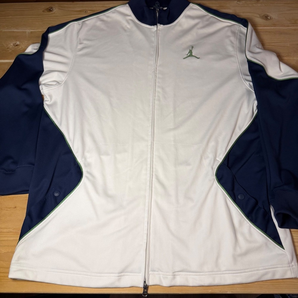 Jordan Brand Full Zip Track Jacket Mens XXL White Navy Blue Green Jumpman Logo